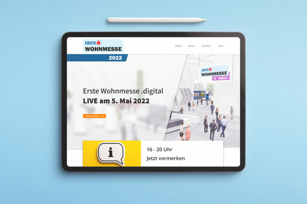 Erste Wohnmessse digital Mockup Startseite • Erste Wohnmesse - die Immobilienmesse in Wien